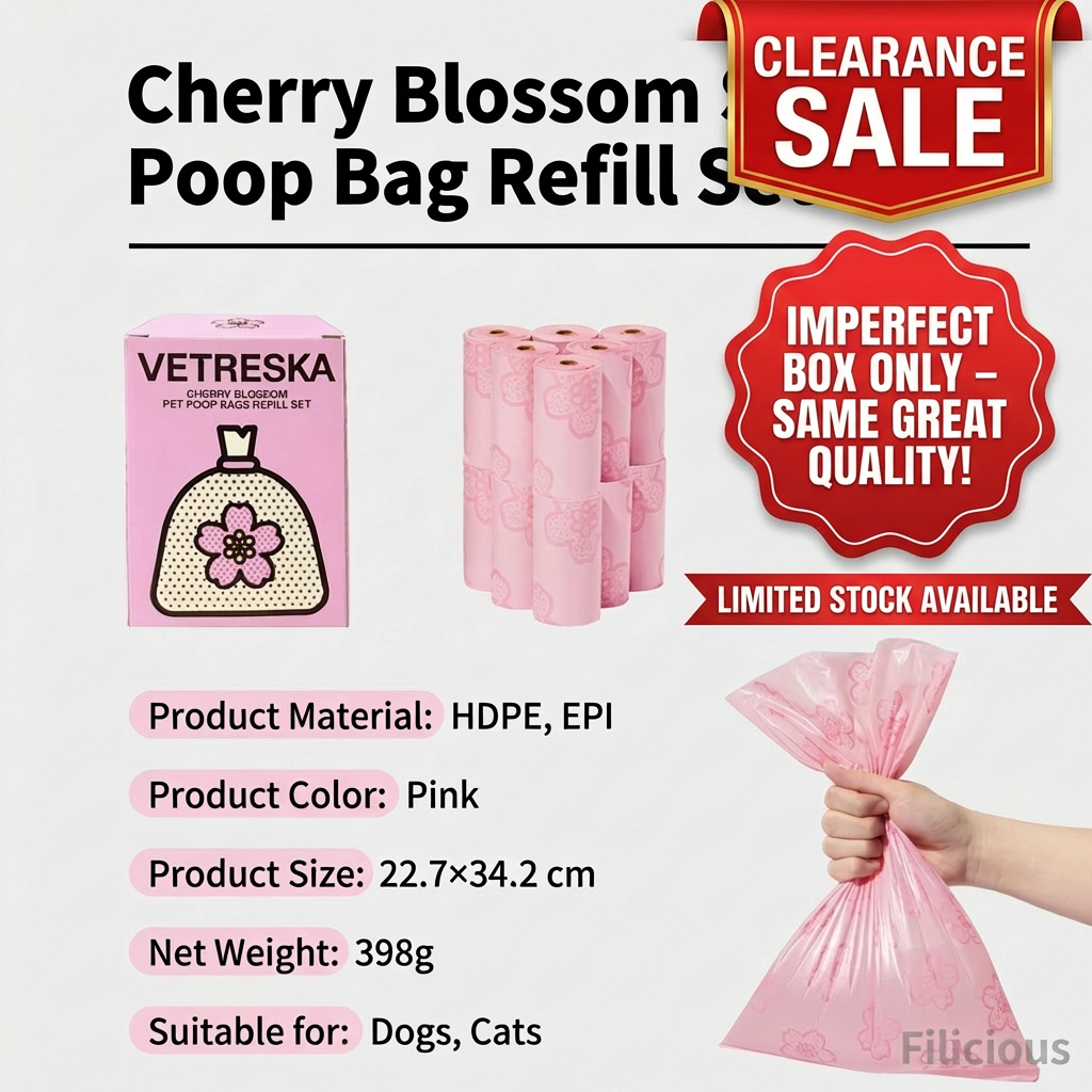 Refill |Dog poops bags|Cherry blossom|Pink |Thick and Extra Strong|Refill rolls (imperfect PACKING))
