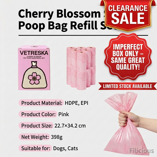 Refill |Dog poops bags|Cherry blossom|Pink |Thick and Extra Strong|Refill rolls (imperfect PACKING))