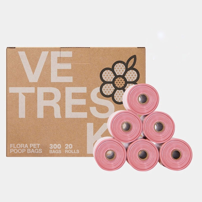 Gift idea |Dog poops bags|Cherry blossom|Pink |Green|Thick and Extra Strong|Refill rolls