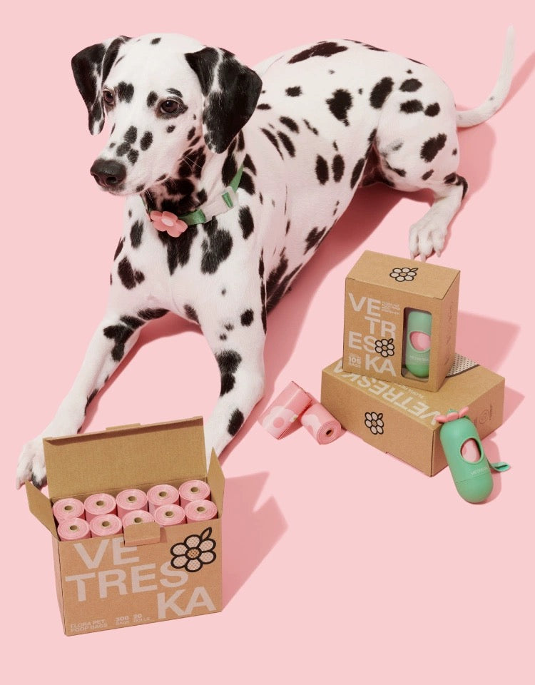 Gift idea |Dog poops bags|Cherry blossom|Pink |Green|Thick and Extra Strong|Refill rolls